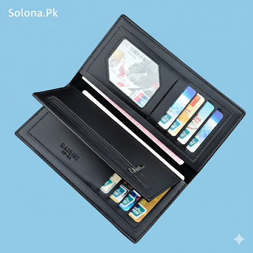PU Leather Business Men's Wallets Solid PU Leather Long Portable Cash Purses Casual Standard Male Clutch