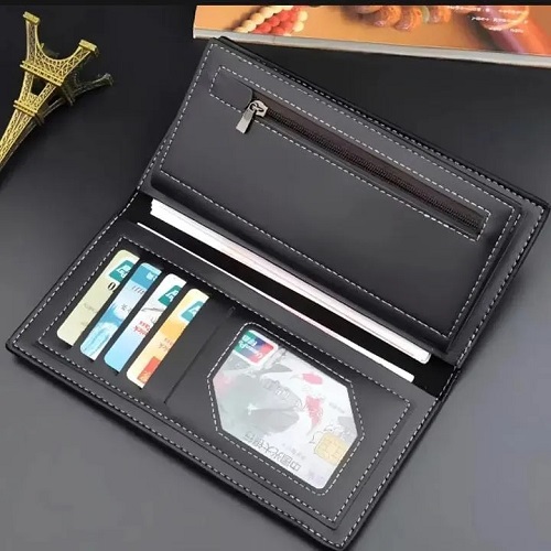 PU Leather Business Men's Wallets Solid PU Leather Long Portable Cash Purses Casual Standard Male Clutch - Image 2