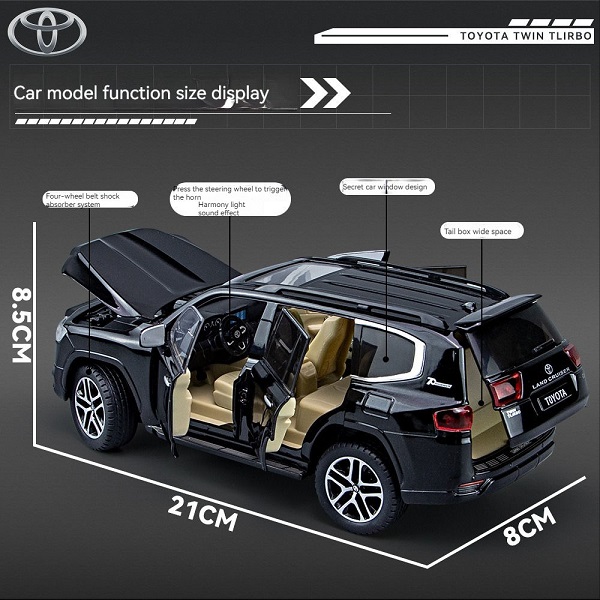 1:24 Diecast Toyota Land Cruiser lc300 with Key SUV Model - Image 2